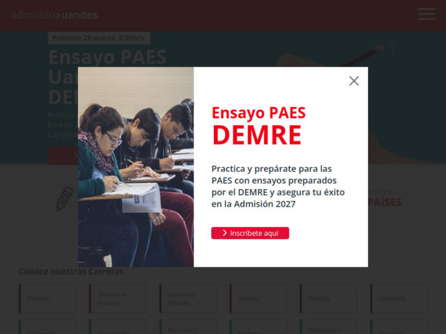Landing Admisión Uandes